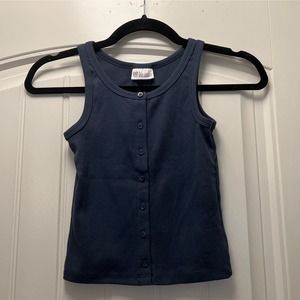Gap Teen Kids Girls Sleeveless Button Front Ribbed Knit Tank Top Size 8 Blue NWT